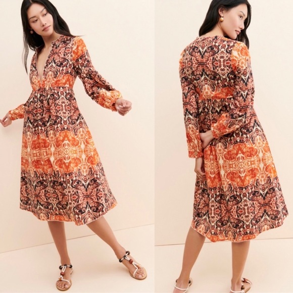 NWT!! ANTHROPOLOGIE ELAYNA MIDI DRESS - Picture 14 of 15